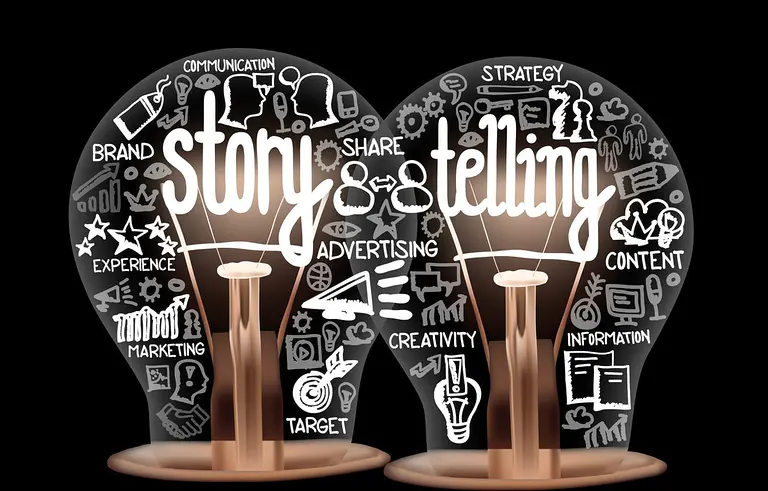 Light bulbs with story telling concept