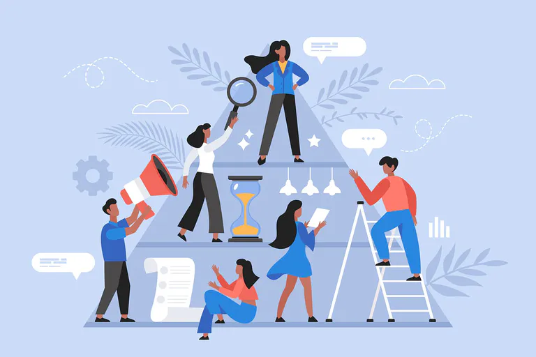 People management and organizational structure for company concept. modern vector illustration of people business team, businesswoman and office staff