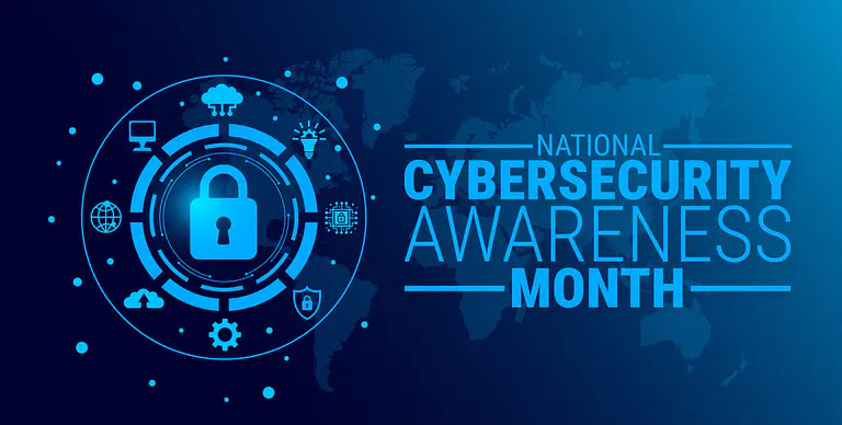 National cybersecurity or cyber security awareness month background, banner, card or poster design template is observed every year during october, to raise awareness about the mission. vector